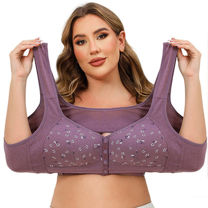 Soutien-gorge sans armatures à fermeture frontale grande taille
