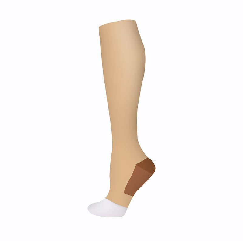 Chaussettes de compression à bout ouvert de couleur classique (5 paires) - Café - S/M - image 5