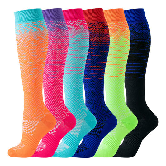 Chaussettes de compression à rayures dégradées (6 paires) - Multicolore - S/M - image 0