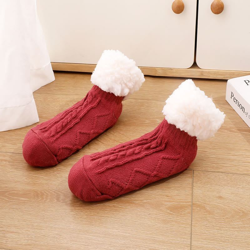 Chaussons d'intérieur épais et pelucheux grande taille - Vin - EU36-42 (US3-8.5) - image 6