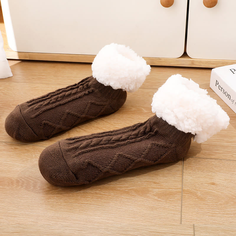 Chaussons d'intérieur épais et pelucheux grande taille - Café - EU36-42 (US3-8.5) - image 8