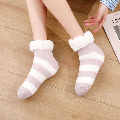 Chaussettes pantoufles à rayures larges grande taille - Rose - EU36-42 (US3-8.5) - image 4