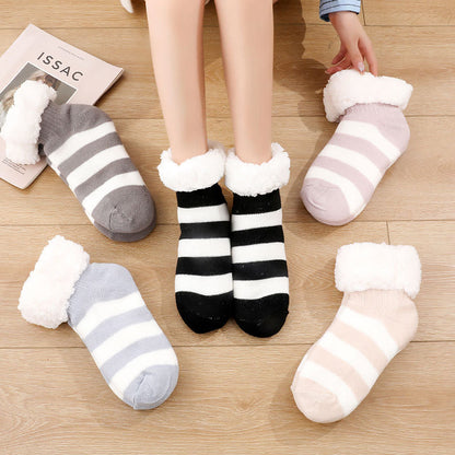 Chaussettes pantoufles à rayures larges grande taille - image 0