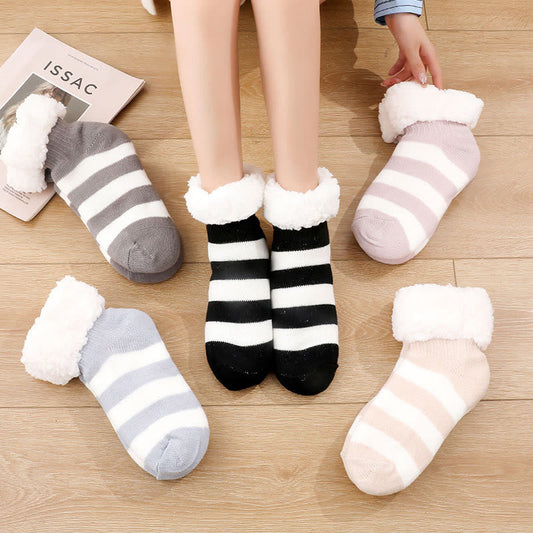 Chaussettes pantoufles à rayures larges grande taille - image 0