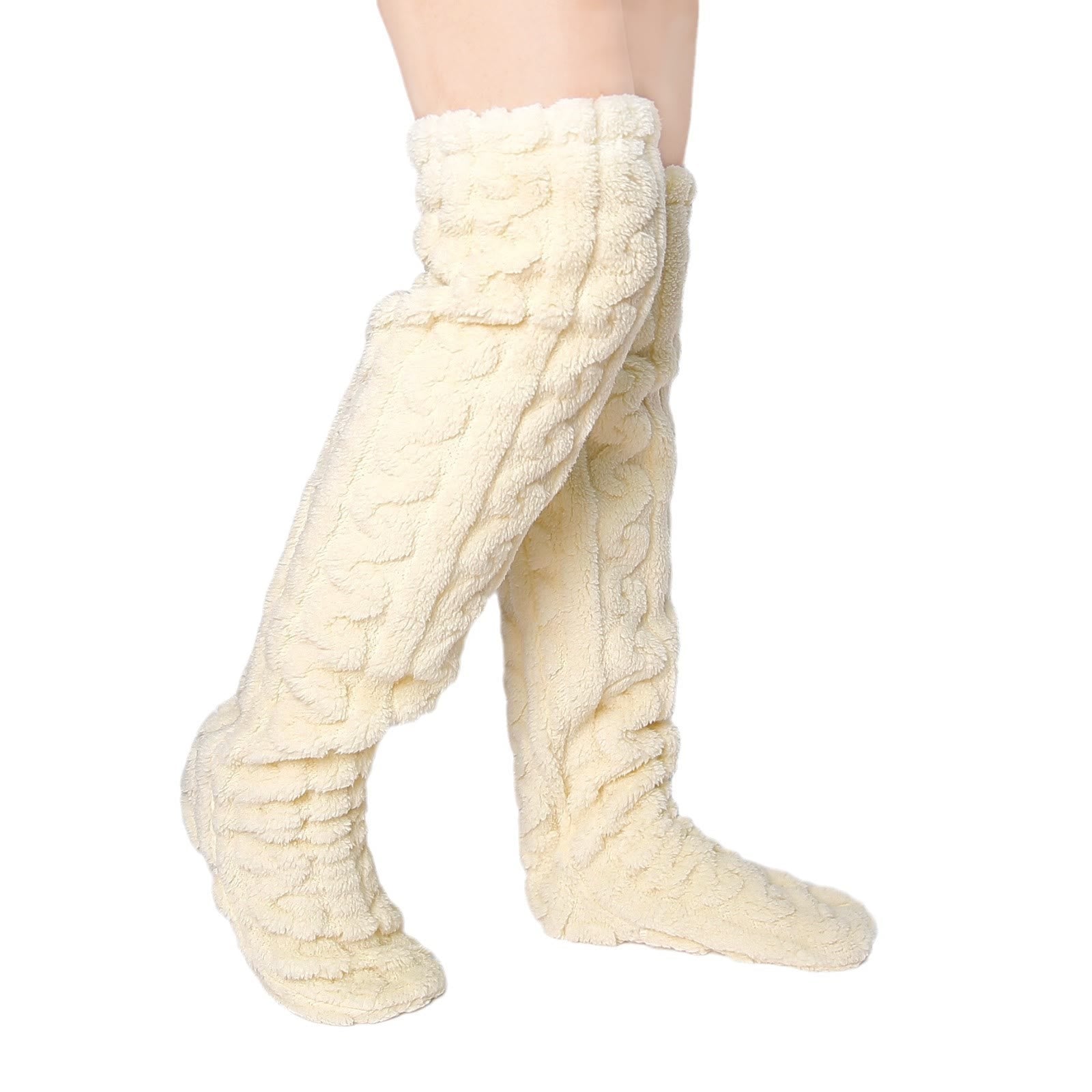 Chaussons chauds d'hiver grande taille - Beige - Taille unique - image 5
