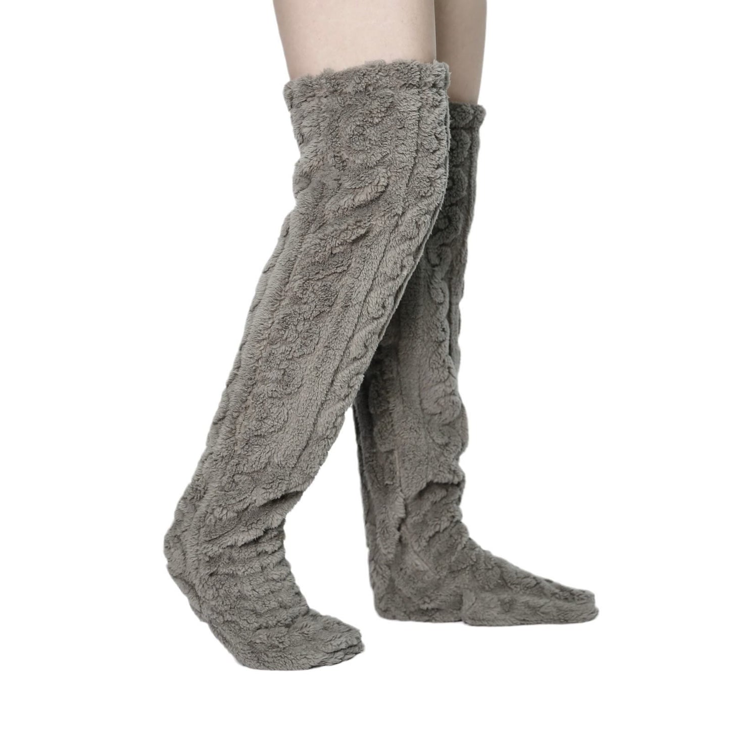 Chaussons chauds d'hiver grande taille - Gris - Taille unique - image 7