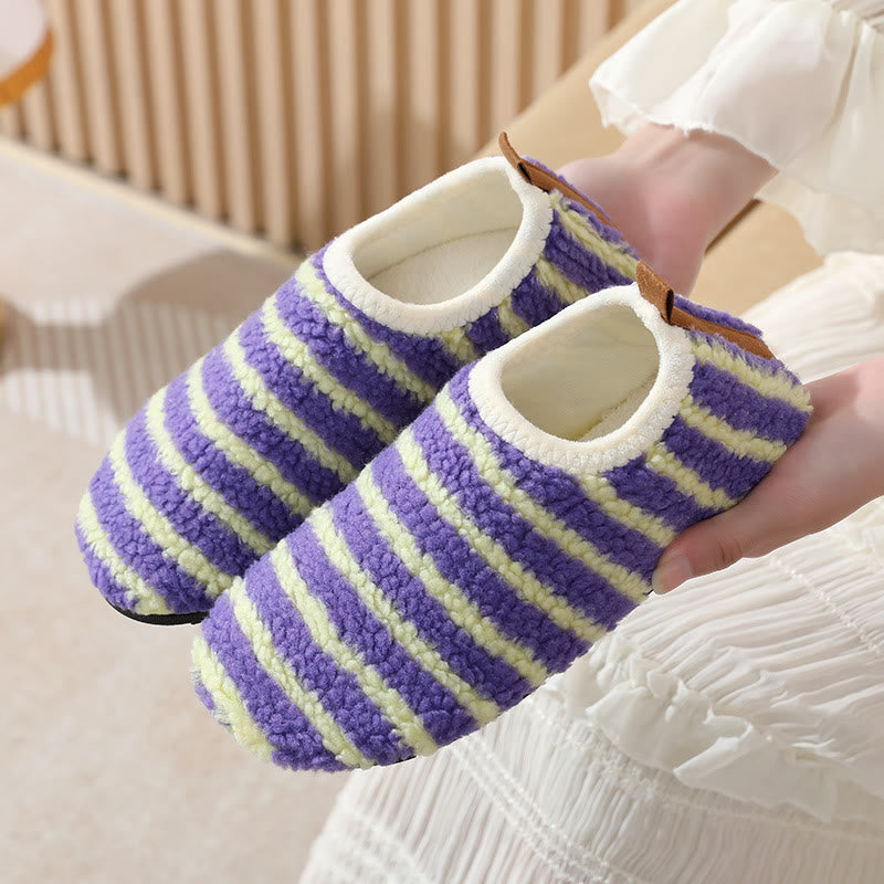 Chaussons confortables à rayures grande taille