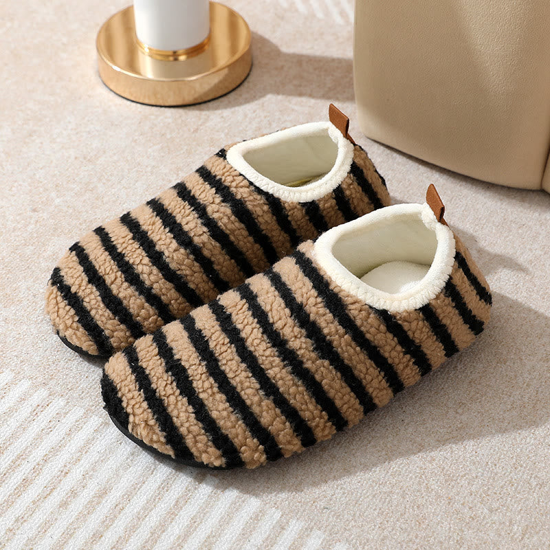 Chaussons confortables à rayures grande taille - Café - EU42-43(US7.5-8.5) - image 9