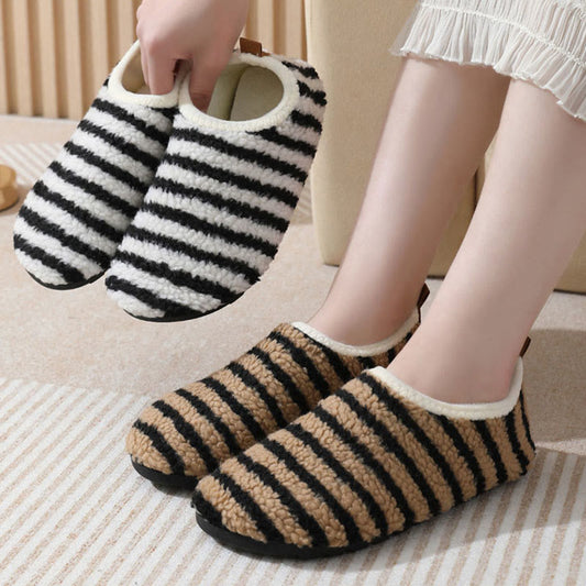 Chaussons confortables à rayures grande taille