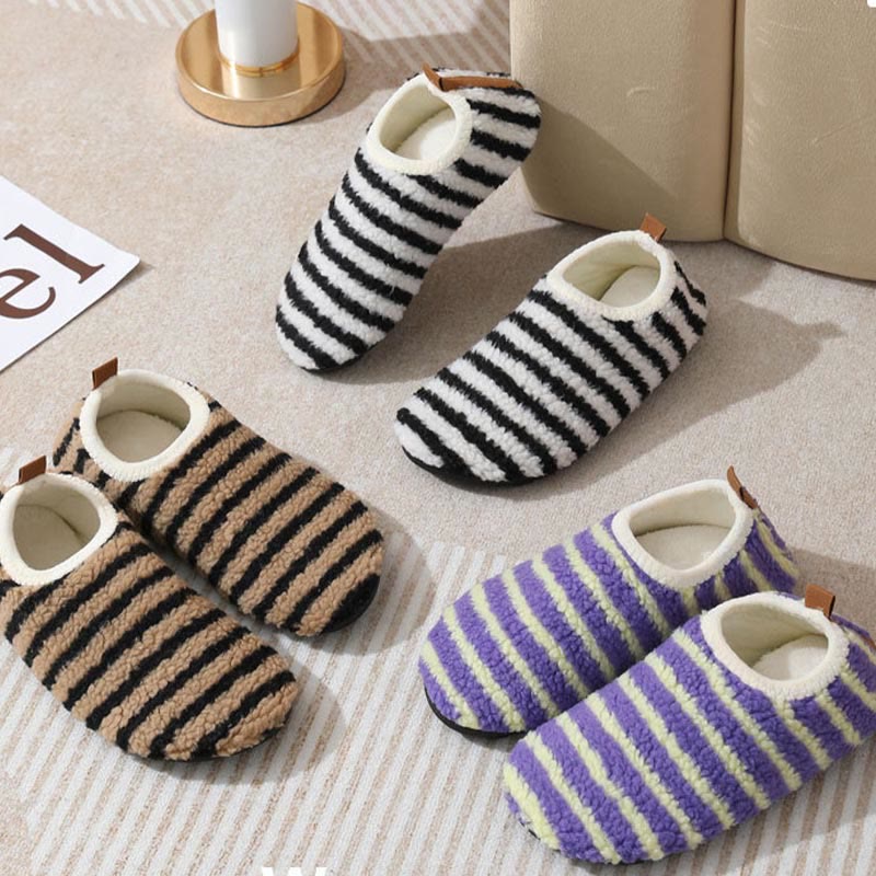 Chaussons confortables à rayures grande taille