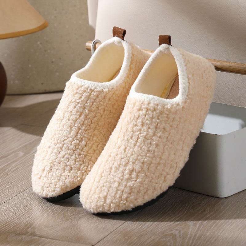 Chaussons en fourrure bouclée et duveteuse grande taille - Beige - EU43-44 (US9-10) - image 11
