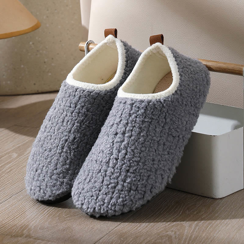 Chaussons en fourrure bouclée et duveteuse grande taille - Gris - EU43-44 (US9-10) - image 12