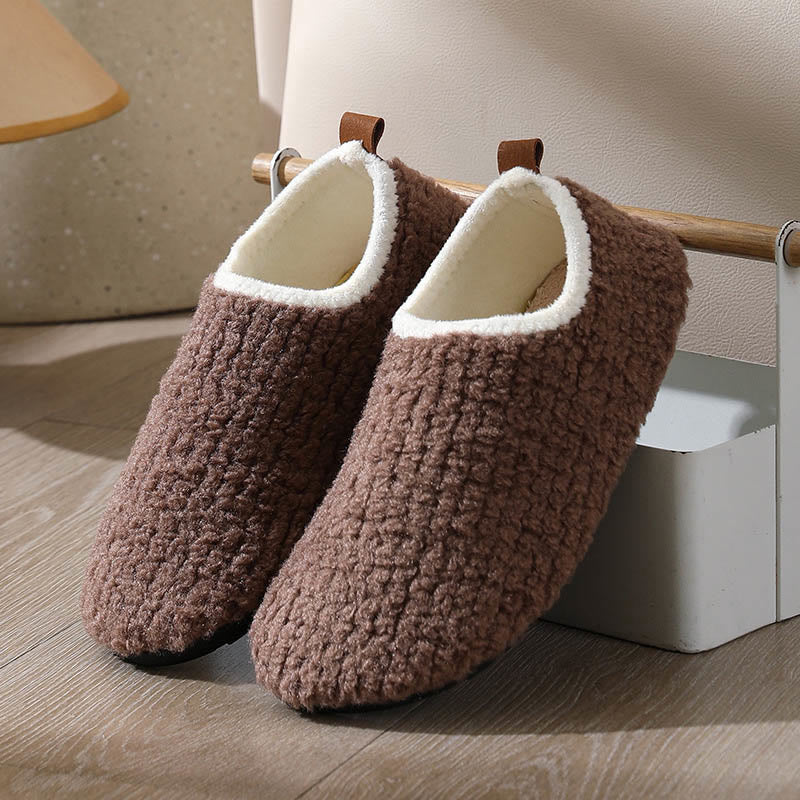 Chaussons en fourrure bouclée et duveteuse grande taille - Café - EU43-44 (US9-10) - image 13