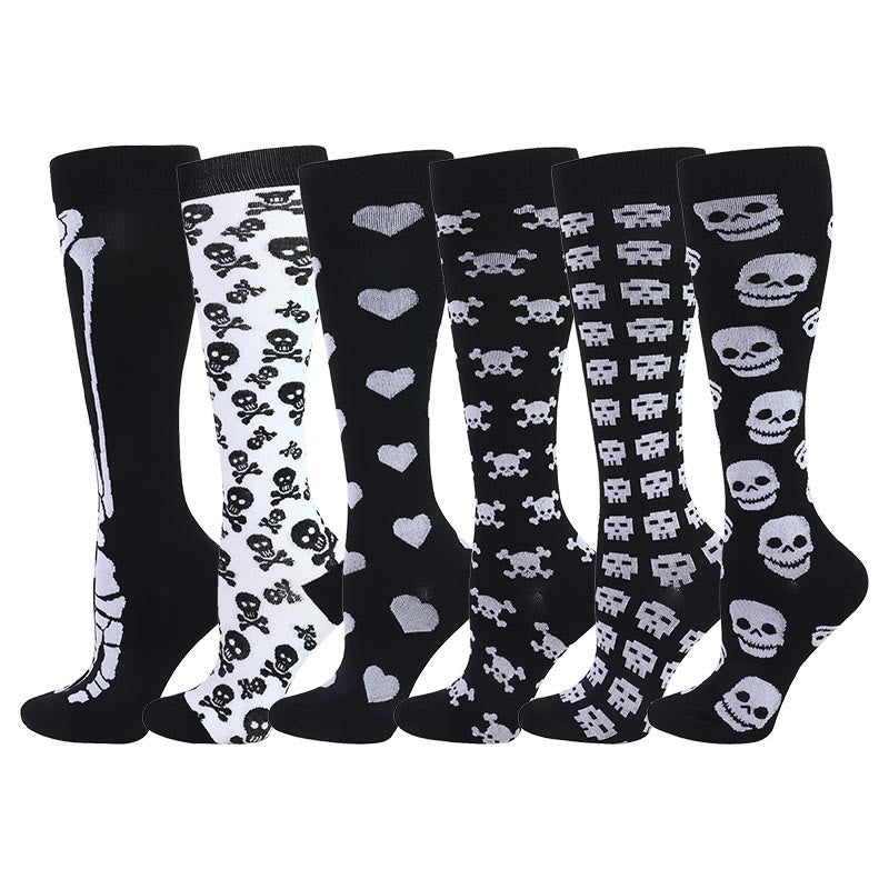 Chaussettes de compression Skull Bones (6 paires) - Multicolore - S/M - image 0
