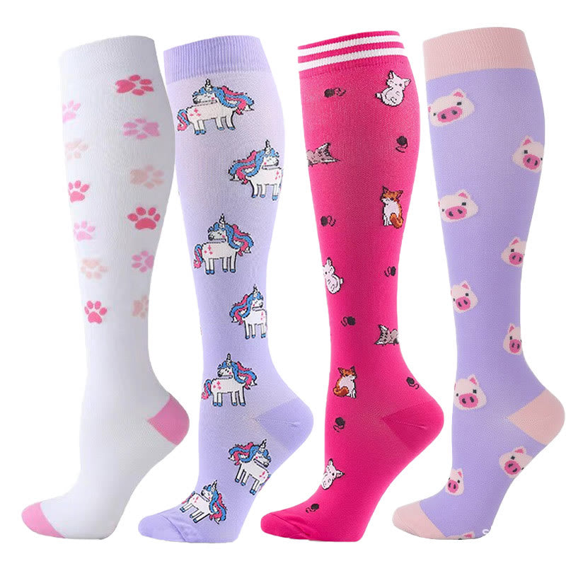 Chaussettes de compression licorne (4 paires) - Multicolore - S/M - image 0