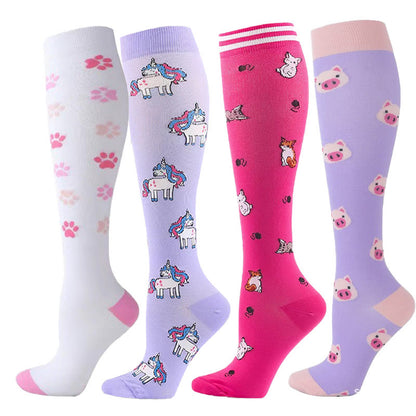 Chaussettes de compression licorne (4 paires) - Multicolore - S/M - image 0