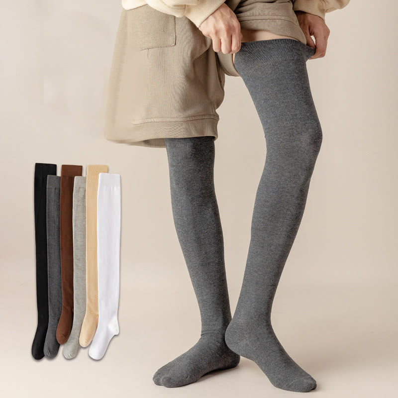 Chaussettes hautes en coton uni (2 paires) - image 0