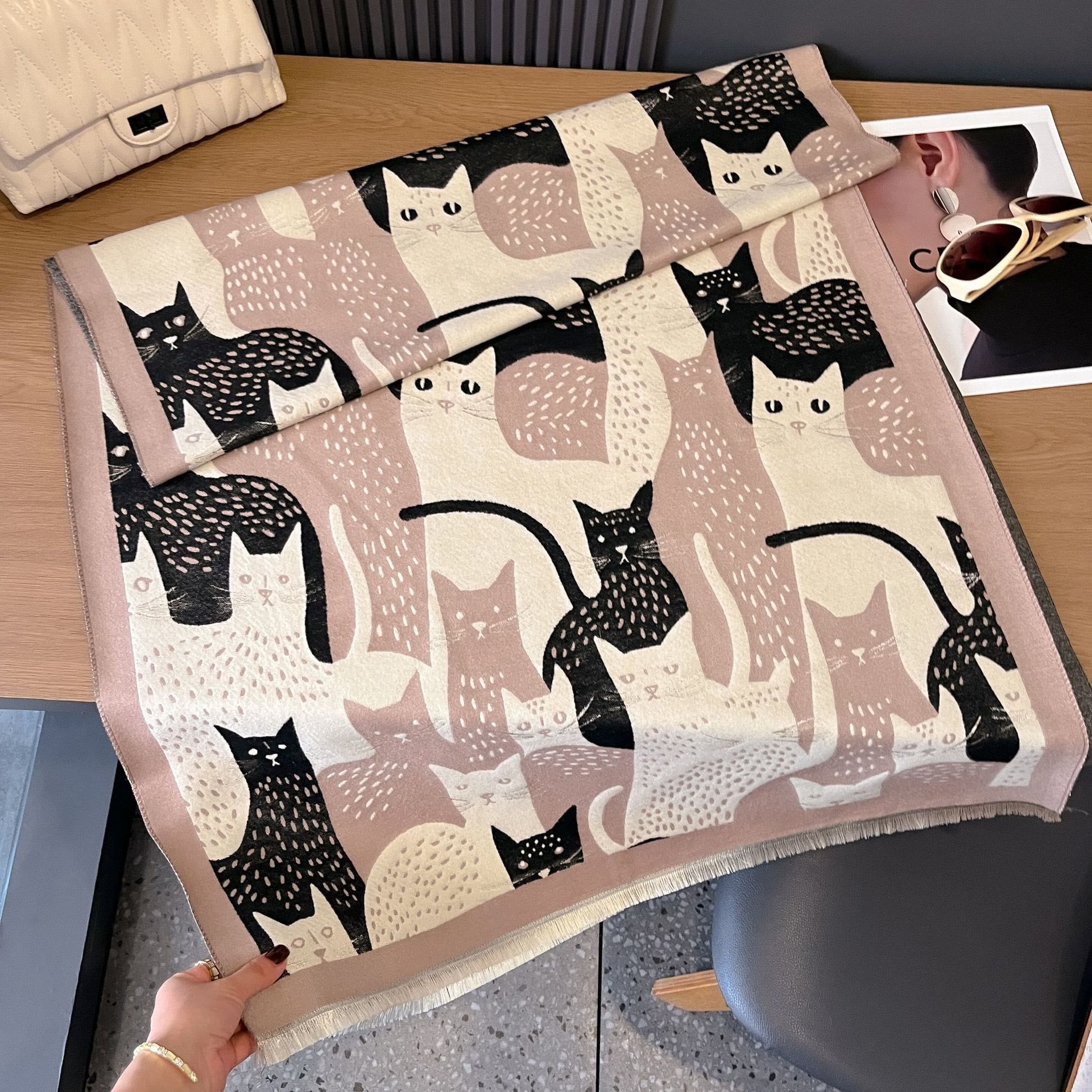 Écharpe couverture jacquard Sweet Cat - Kaki - Taille unique - image 13