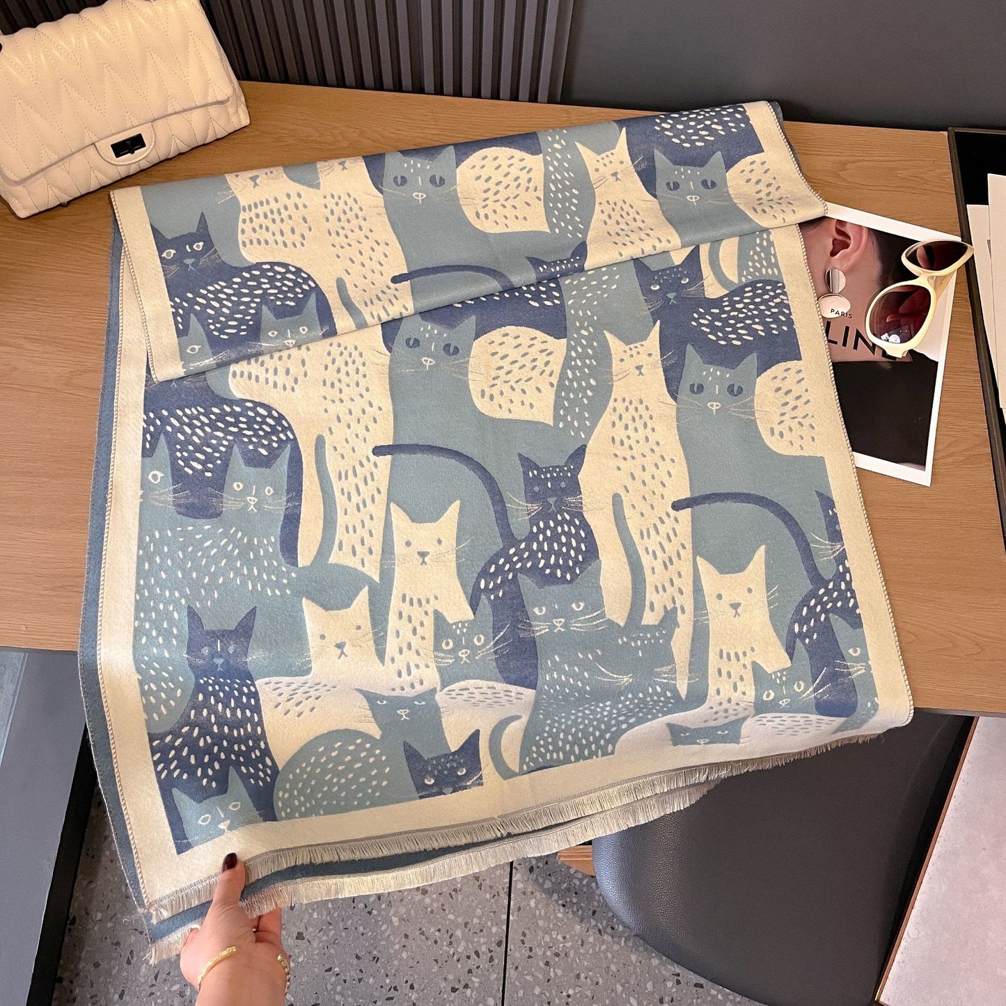 Écharpe couverture jacquard Sweet Cat - Bleu clair - Taille unique - image 16