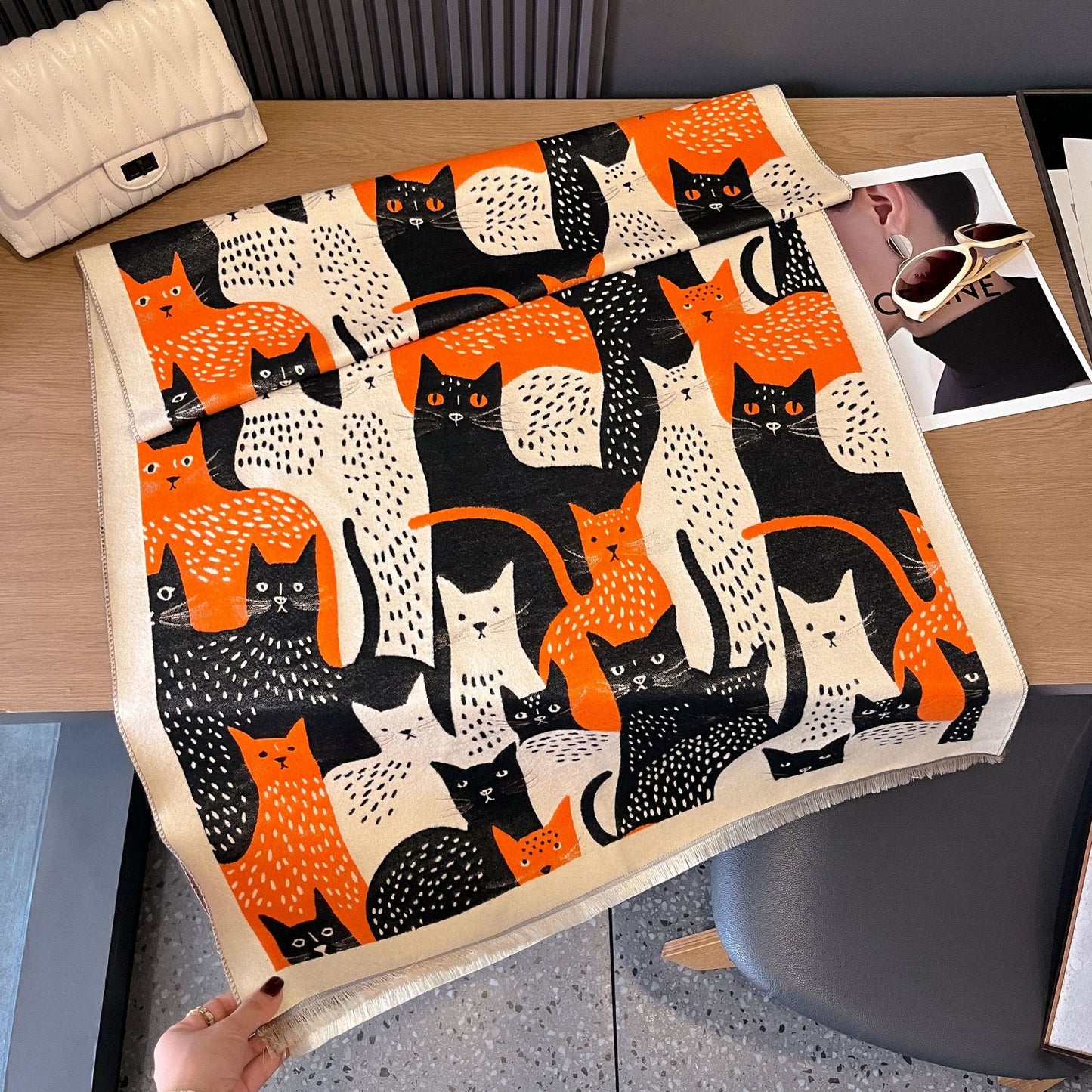 Écharpe couverture jacquard Sweet Cat - Orange - Taille unique - image 17