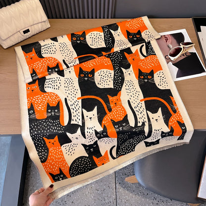 Écharpe couverture jacquard Sweet Cat - Orange - Taille unique - image 17
