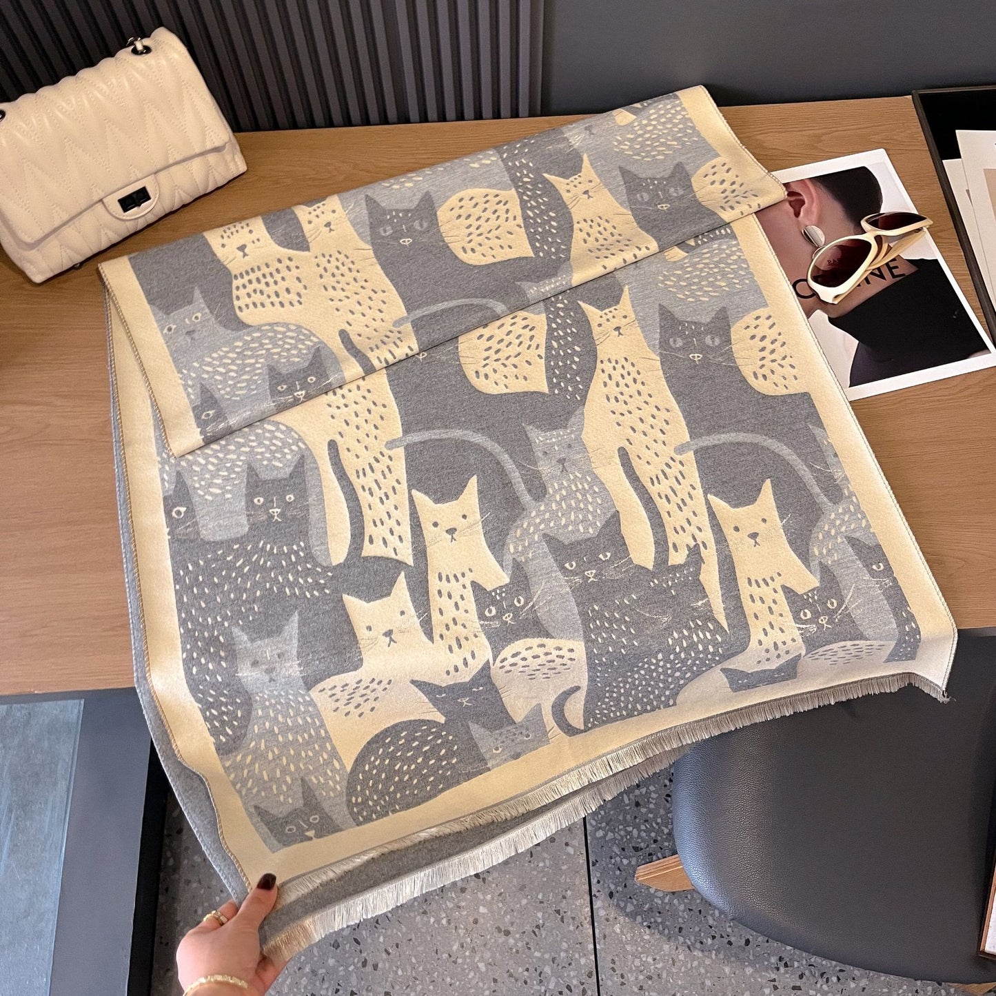 Écharpe couverture jacquard Sweet Cat - Gris - Taille unique - image 15