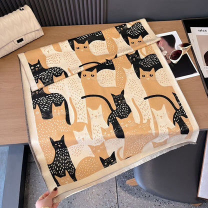 Écharpe couverture jacquard Sweet Cat - Abricot - Taille unique - image 12