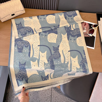 Écharpe couverture jacquard Sweet Cat - Bleu clair - Taille unique - image 15