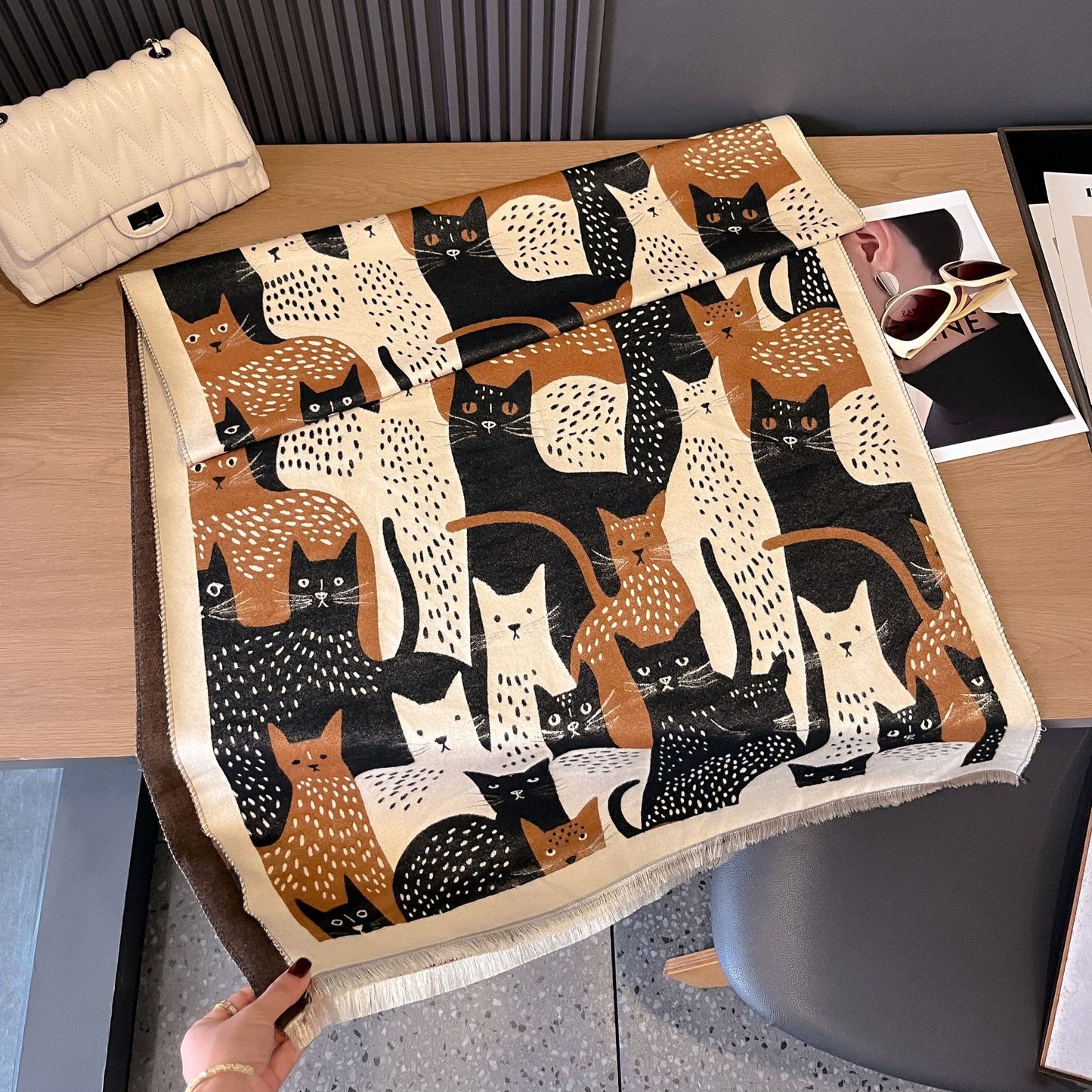 Écharpe couverture jacquard Sweet Cat - Noir - Taille unique - image 16