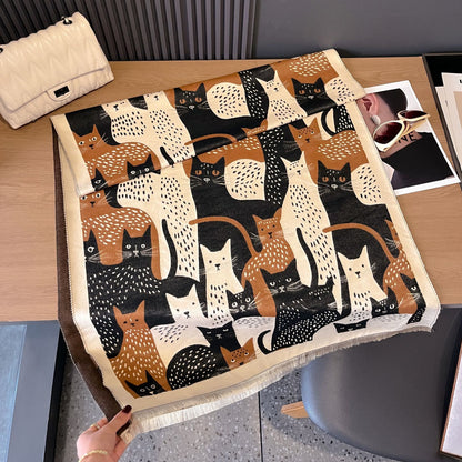 Écharpe couverture jacquard Sweet Cat - Noir - Taille unique - image 16