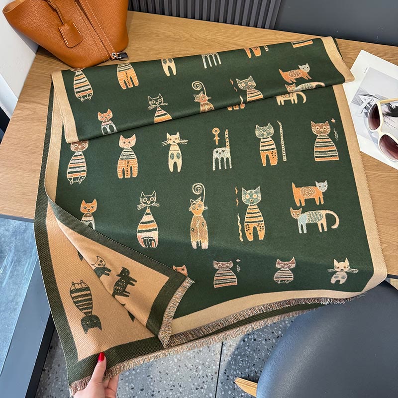 Couverture et écharpe peintes mignonnes - Vert - Taille unique - image 11