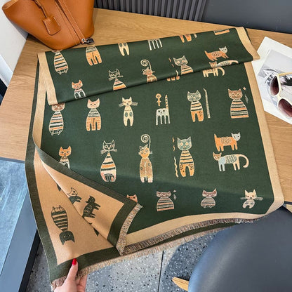 Couverture et écharpe peintes mignonnes - Vert - Taille unique - image 11