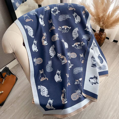 Écharpe douce et élégante en forme de chat - Bleu - Taille unique - image 14