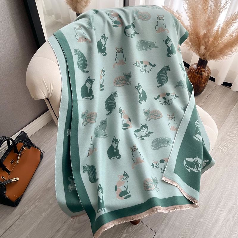 Écharpe douce et élégante en forme de chat - Vert - Taille unique - image 12
