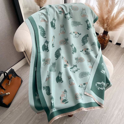 Écharpe douce et élégante en forme de chat - Vert - Taille unique - image 12