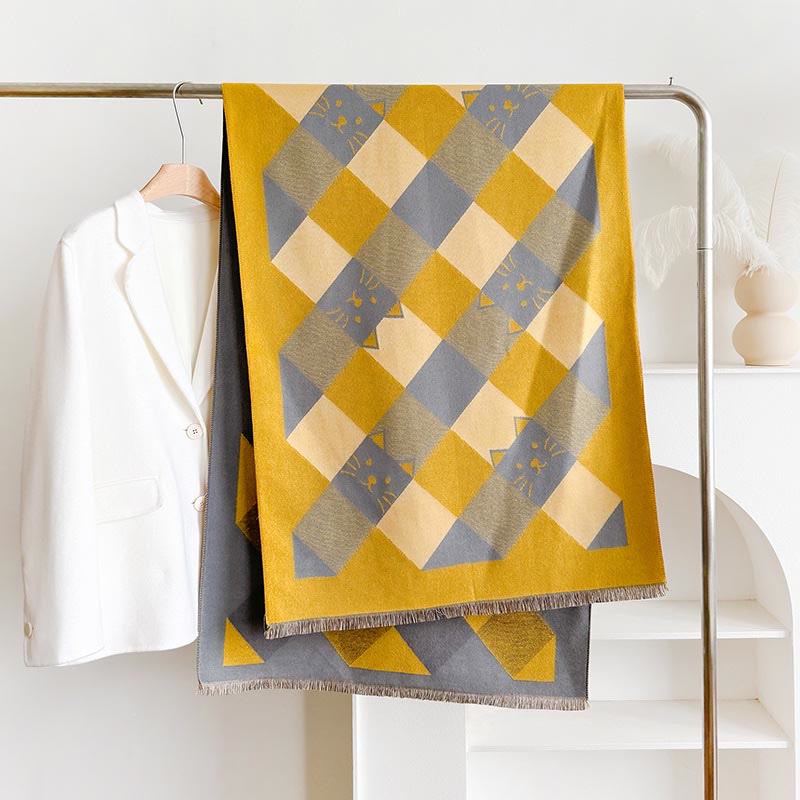 Écharpe couverture carrée géométrique - Jaune - Taille unique - image 5