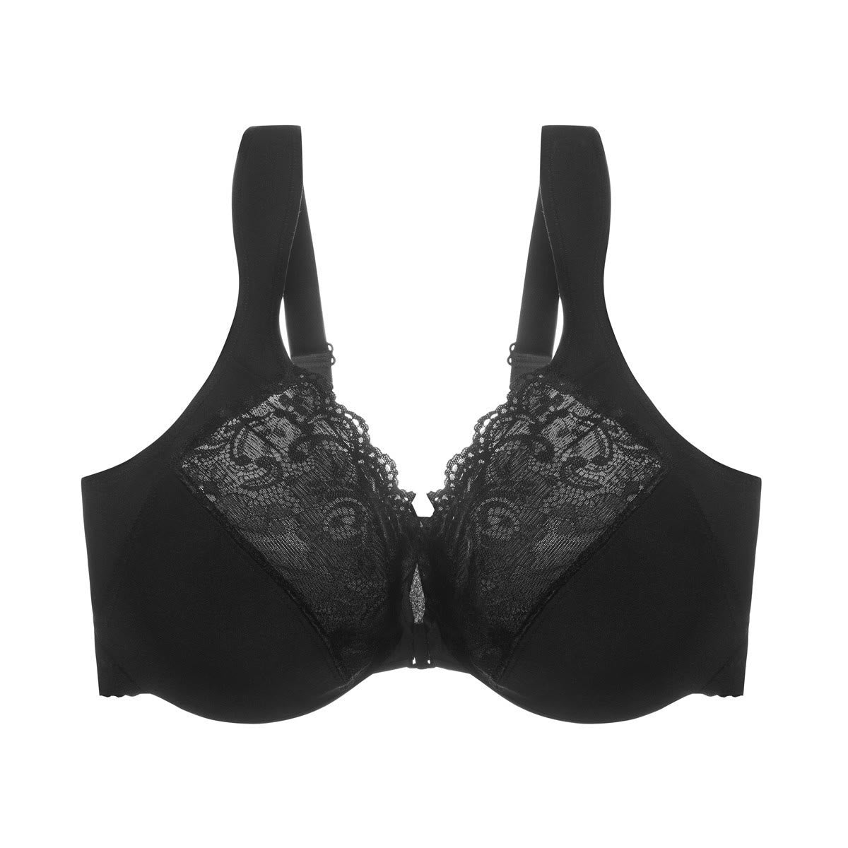 Soutien-gorge à armatures et bretelles larges, fermeture avant - Noir - 6XL - image 5