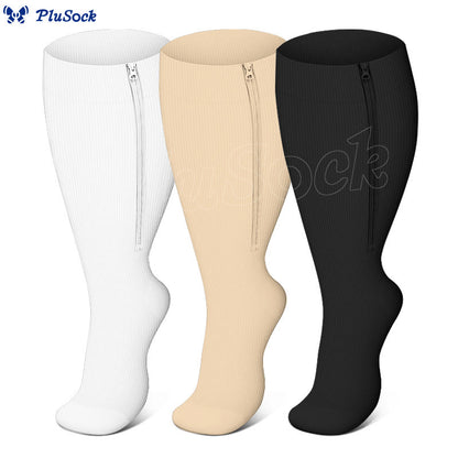 Chaussettes de compression classiques à fermeture éclair grandes tailles 2XL - 7XL (3 paires) - image 1