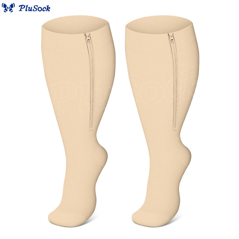 Chaussettes de compression classiques à fermeture éclair grandes tailles 2XL à 7XL - Nu - 7XL - image 6