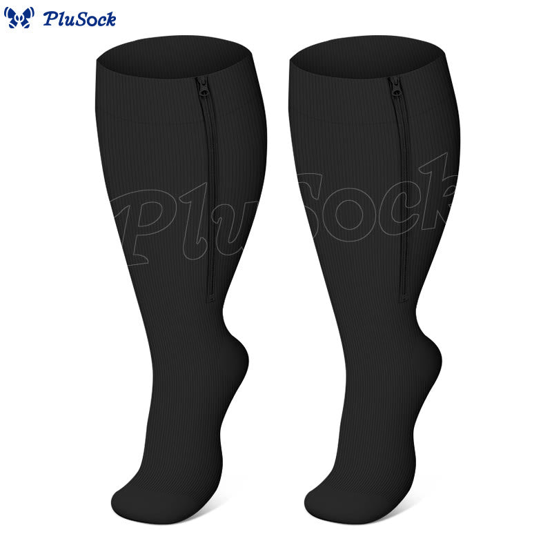 Chaussettes de compression classiques à fermeture éclair grandes tailles 2XL à 7XL - Noir - 7XL - image 5