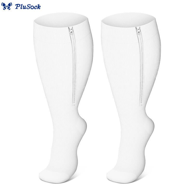 Chaussettes de compression classiques à fermeture éclair grandes tailles 2XL à 7XL - Blanc - 7XL - image 7