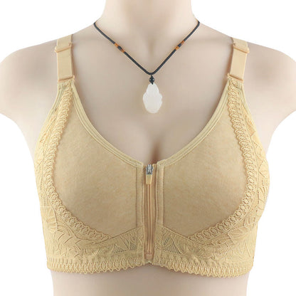 Soutien-gorge sans armatures à fermeture éclair sur le devant grande taille