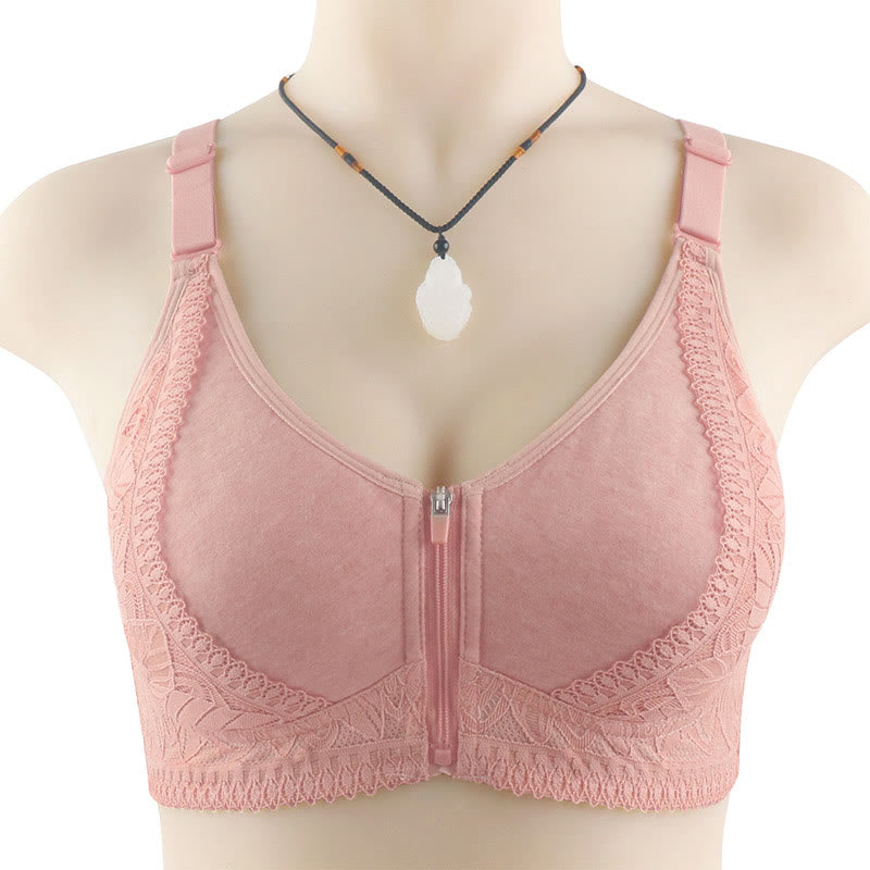 Soutien-gorge sans armatures à fermeture éclair sur le devant - Rose - 52 - image 4