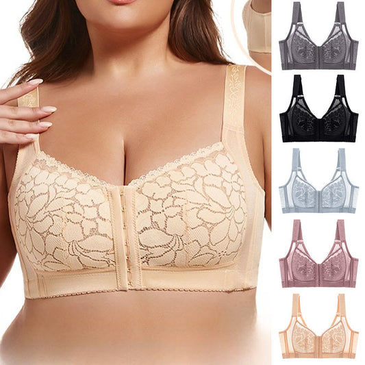 Soutien-gorge sans armatures à fermeture frontale grande taille