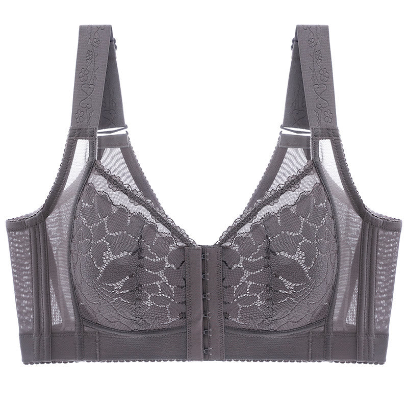 Soutien-gorge sans armatures à fermeture avant et effet push-up - Gris - 52EFG - image 4