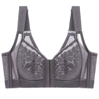 Soutien-gorge sans armatures à fermeture avant et effet push-up - Gris - 52EFG - image 4