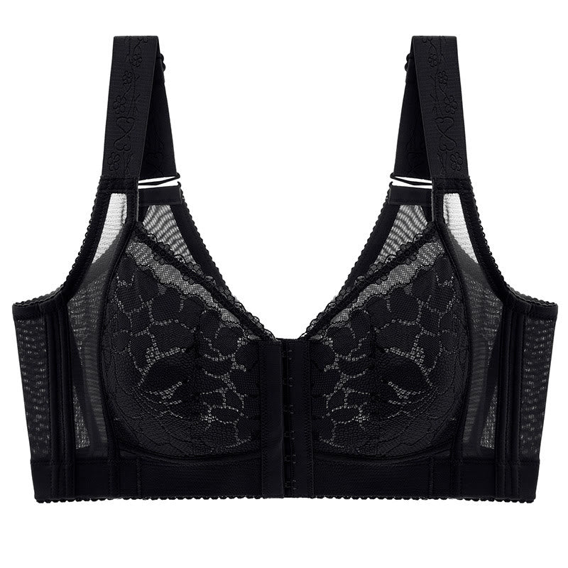 Soutien-gorge sans armatures à fermeture avant et effet push-up - Noir - 52EFG - image 5