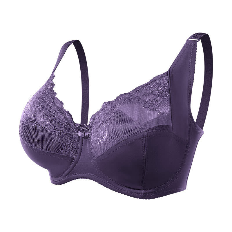 Soutien-gorge fin et sexy en dentelle à armatures - Violet - 48 - G - image 9