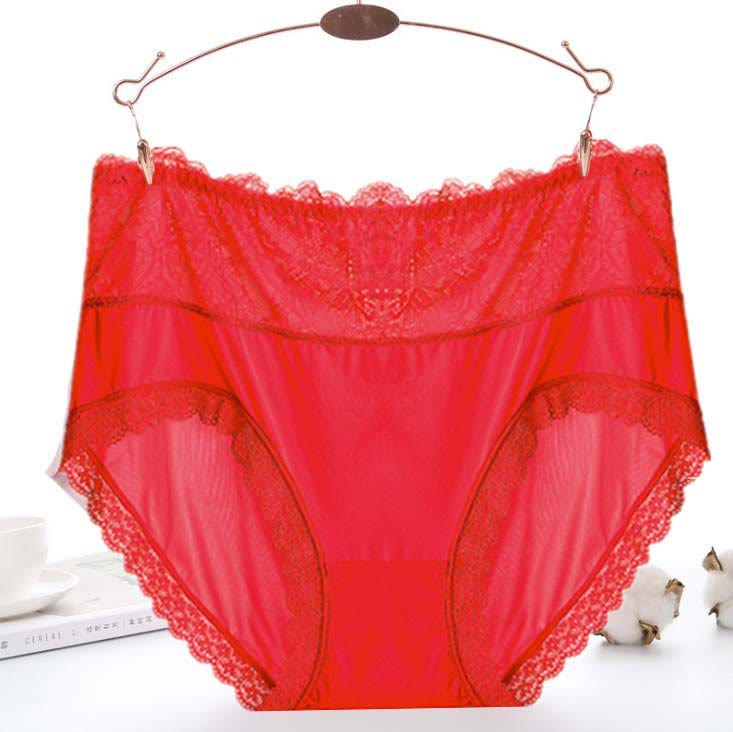 Culotte sexy en dentelle résille (lot de 3) - Rouge - 5XL - image 4