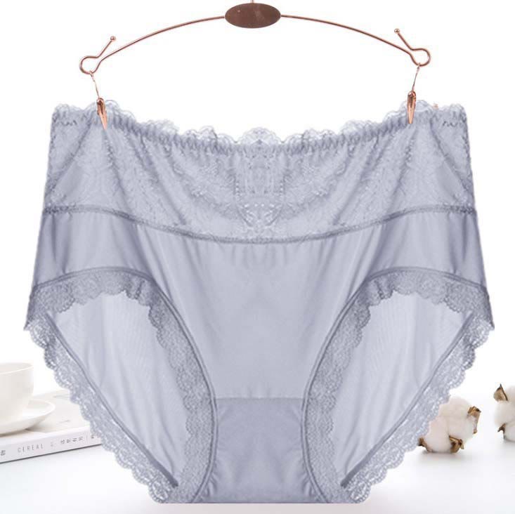 Culotte sexy en dentelle et résille (lot de 3) - Gris - 5XL - image 8
